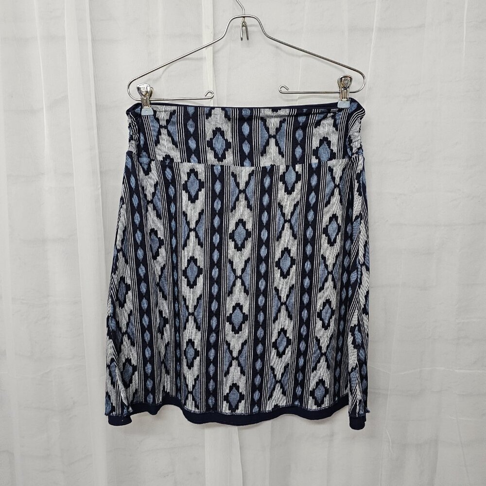 Blue Aztec A-line Jersey Skirt Reversible Southwestern Boho 34" Waist - Picture 4 of 9